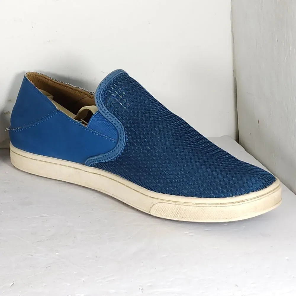 Olukai Women's Pehuea US9,5 Blue Flat Slip On Loafer Sneakers Shoes